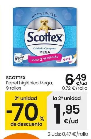 Oferta de Scottex - Papel Higienico Mega por 6,49€ en Eroski