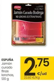 Oferta de Espuña - Jamón Curado Finas Lonchas por 2,75€ en Eroski