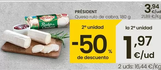 Oferta de Président - Queso Rulo De Cabra por 3,94€ en Eroski