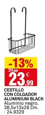 Oferta de Cestillo Con Colgador Aluminium Black por 23,99€ en Bricoking