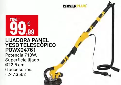 Oferta de Power Plus - Lijadora Panel Yeso Telescopico POWX04761 por 99,99€ en Bricoking