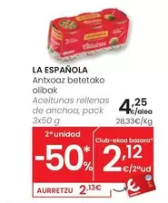 Oferta de La Española - Aceitunas Rellenas De Anchoa por 4,25€ en Eroski