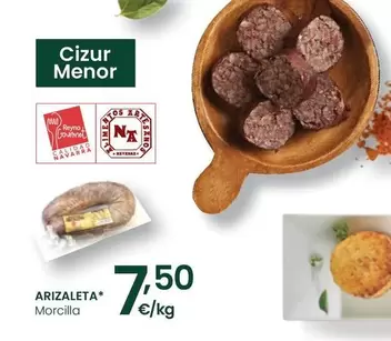 Oferta de Arizaleta/ Morcilla por 7,5€ en Eroski