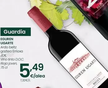 Oferta de Eguren Ugarte - Vino Tinto D.O.C. Rioja Joven por 5,49€ en Eroski