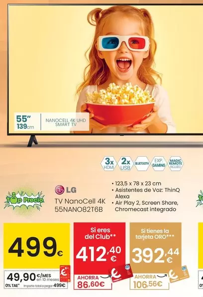 Oferta de LG - Tv NanoCell 4K 55NANO82T6B por 499€ en Eroski