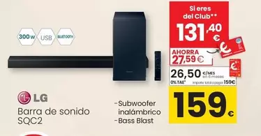 Oferta de LG - Barra De Sonido SQC2  por 159€ en Eroski