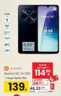 Oferta de Xiaomi - Redmi 14C 8+256 por 139€ en Eroski