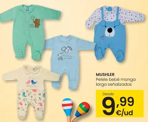 Oferta de Mushler - Pelele Bebe Manga Larga Señalizados por 9,99€ en Eroski