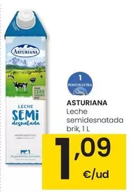 Oferta de Asturiana - Leche Semidesnatada por 1,09€ en Eroski