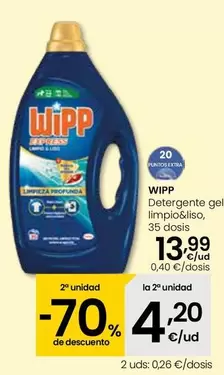 Oferta de WiPP Express - Detergente Gel Limpio & Liso por 13,99€ en Eroski