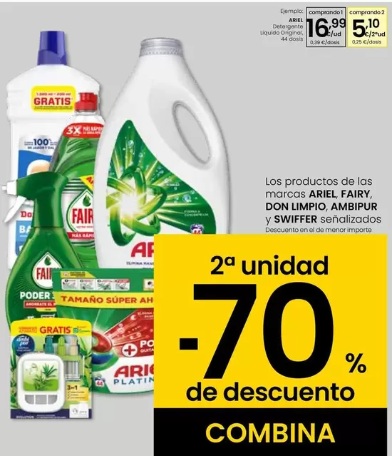 Oferta de Ariel -detergente Liquido Original por 16,99€ en Eroski