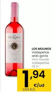 Oferta de Los Molinos - Vino Rosado Valdepenas por 1,94€ en Eroski