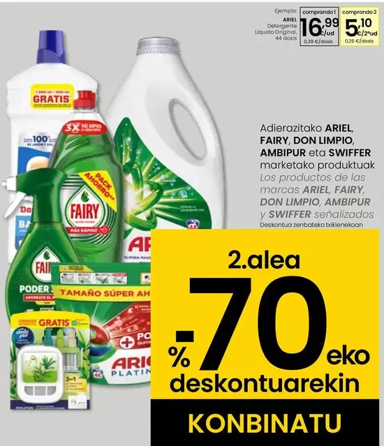 Oferta de Ariel -detergente Liquido Original por 16,99€ en Eroski