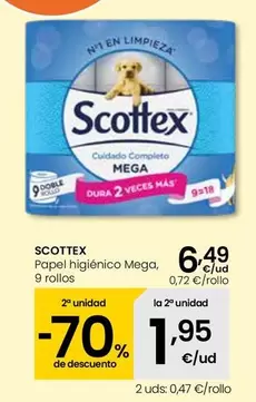 Oferta de Scottex - Papel Higienico Mega por 6,49€ en Eroski