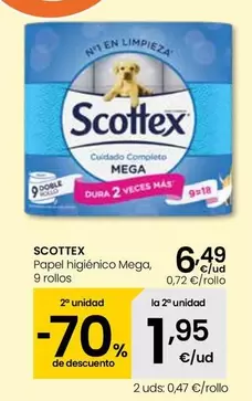 Oferta de Scottex - Papel Higiénico Mega por 6,49€ en Eroski