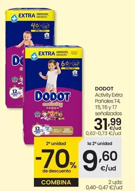 Oferta de Dodot - Activity Extra Pañales T4 por 31,99€ en Eroski