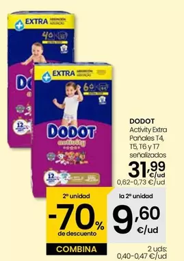 Oferta de Dodot - Activity Extra Pañales T4 por 31,99€ en Eroski