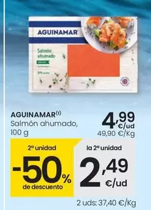 Oferta de Aguinamar - Salmón Ahumado por 4,99€ en Eroski