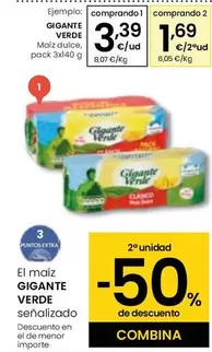 Oferta de Gigante Verde - Maiz Dulce por 3,39€ en Eroski