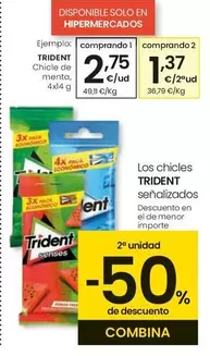 Oferta de Trident - Chicle De Menta por 2,75€ en Eroski