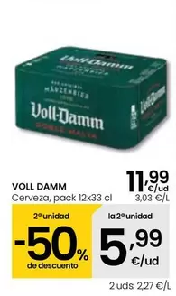 Oferta de Voll-Damm - Cerveza por 11,99€ en Eroski