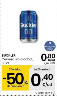 Oferta de Buckler - Cerveza Sin Alcohol por 0,8€ en Eroski