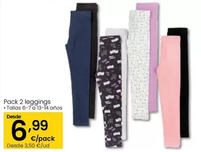 Oferta de Pack 2 Leggings por 6,99€ en Eroski