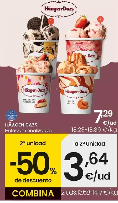 Oferta de Häagen Dazs - Helados Senalizados por 7,29€ en Eroski