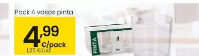 Oferta de Pack 4 Vasos Pinta por 4,99€ en Eroski