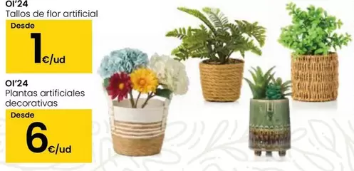 Oferta de Plantas Artificiales Decorativas por 1€ en Eroski