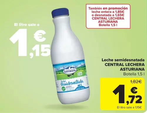 Oferta de Central Lechera Asturiana - Leche Semidesnatada por 1,72€ en Carrefour Market