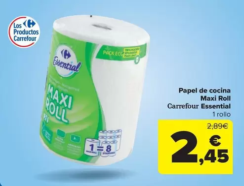 Oferta de Carrefour - Papel De Cocina Maxi Roll Essential por 2,45€ en Carrefour Market