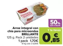 Oferta de Brillante - Arroz Integral Con Chia Para Microondas por 1,7€ en Carrefour Market