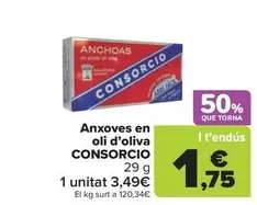 Oferta de Consorcio - Anchoas En Aceite De Oliva por 3,49€ en Carrefour Market