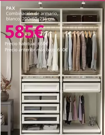 Oferta de Pax - Combinacion De Armario Blanco por 585€ en IKEA