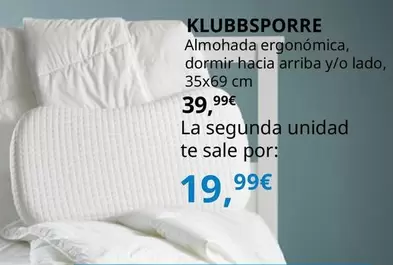 Oferta de Klubbsporre - Almohada Ergonomica Dormir Hacia Arriba Y/o Lado  por 39,99€ en IKEA