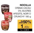 Oferta de Nocilla - Crema Cacau 0% Sucres Afegits Noir O Crunchy por 2,99€ en Plusfresc