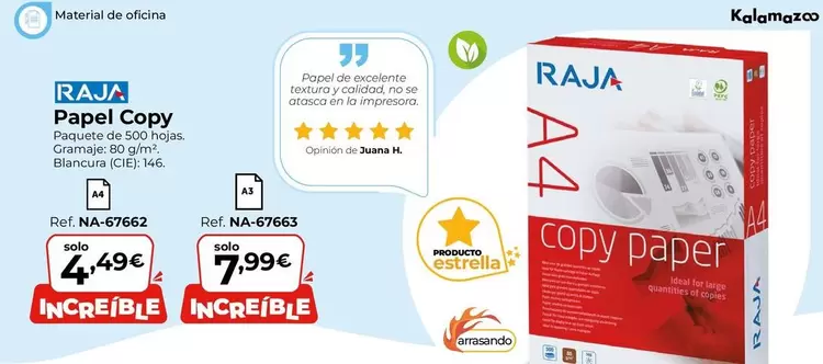 Oferta de Raja - Papel Copy por 4,49€ en Staples Kalamazoo