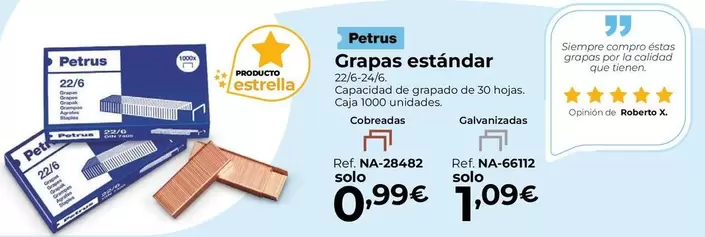 Oferta de Petrus - Grapas Esta por 0,99€ en Staples Kalamazoo