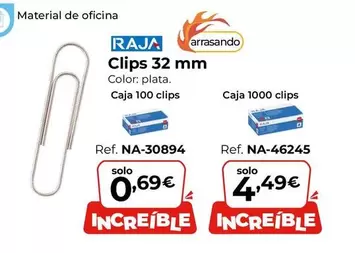 Oferta de Raja - Clips 32 Mm por 0,69€ en Staples Kalamazoo