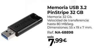 Oferta de Memoria Usb 3.2 Pinstripe 32 GB por 7,99€ en Staples Kalamazoo