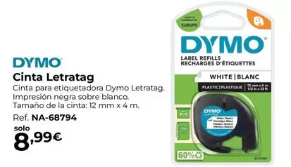 Oferta de Dymo - Cinta Letratag por 8,99€ en Staples Kalamazoo