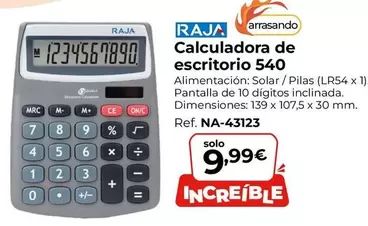 Oferta de Raja - Calculadora De Escritorio 540 por 9,99€ en Staples Kalamazoo