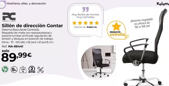 Oferta de  Sillón De Dirección Gontar por 89,99€ en Staples Kalamazoo