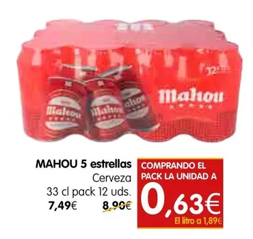 Oferta de Mahou - 5 Estrellas Cerveza  por 7,49€ en Dicost