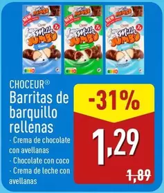 Oferta de Choceur - Barritas De Barquillo Rellenas por 1,29€ en ALDI