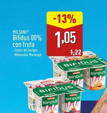 Oferta de Milsani - Bifidus 00% Con Fruta por 1,05€ en ALDI