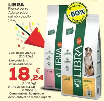 Oferta de Libra - Pienso Perro Adulto Sabor Salmon O Pollo por 36,49€ en Kiwoko