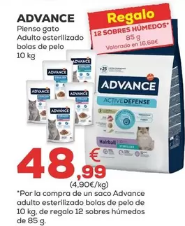 Oferta de Advance - Pienso Gato Adulto Esterilizado Bolas De Pelo por 48,99€ en Kiwoko