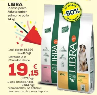 Oferta de Libra - Pienso Perro Adulto Sabor Salmon O Pollo por 38,29€ en Kiwoko